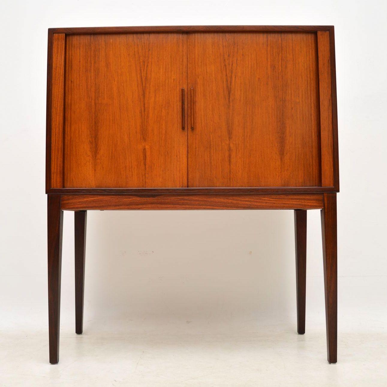 A stylish and top quality drinks cabinet made in Denmark, it dates from the 1960s. It’s a nice compact size, the legs can be detached if need be. We have had this stripped and re-polished to a very high standard, the condition is superb