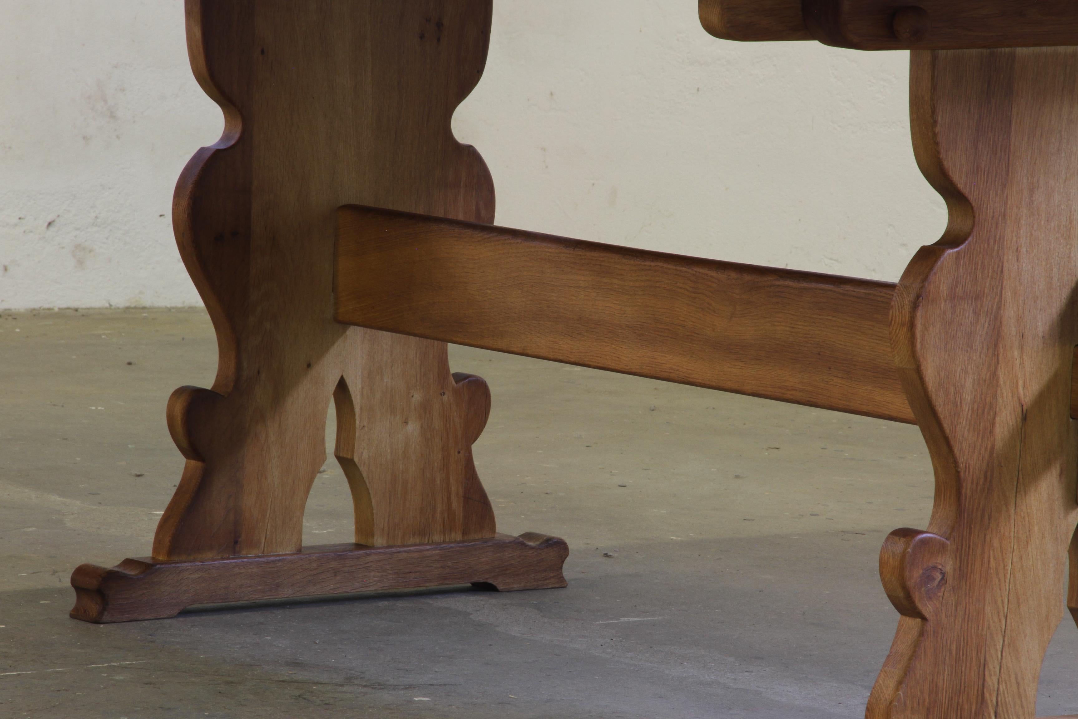 Mid-20th Century 1960s Vintage Danish Farmhouse Dining Table in Thick Oak For Sale