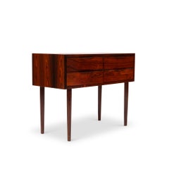 1960s Vintage Danish Mid-Century Rosewood 4-Drawer Nightstand / Accent Table