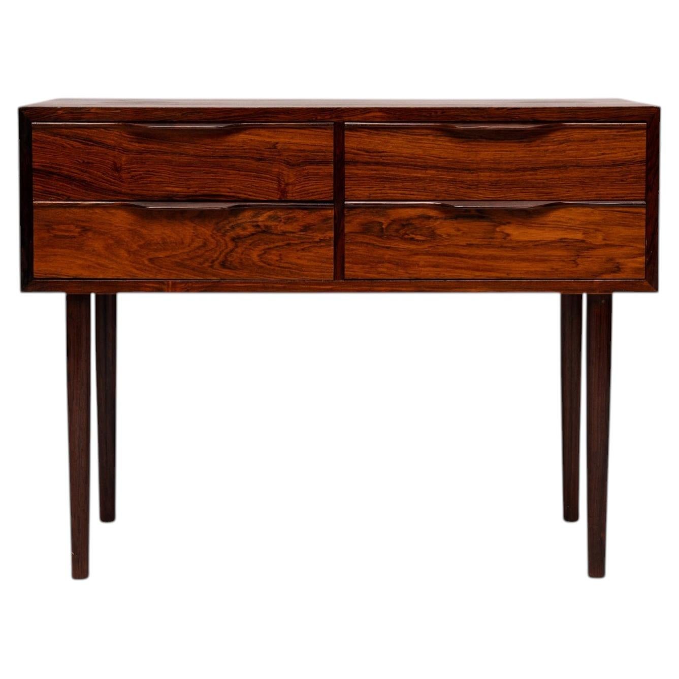 1960s Vintage Danish Mid-Century Rosewood 4-Drawer Nightstand / Accent Table