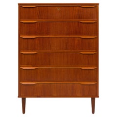 1960s Retro Danish Mid-Century Teak Tallboy Dresser