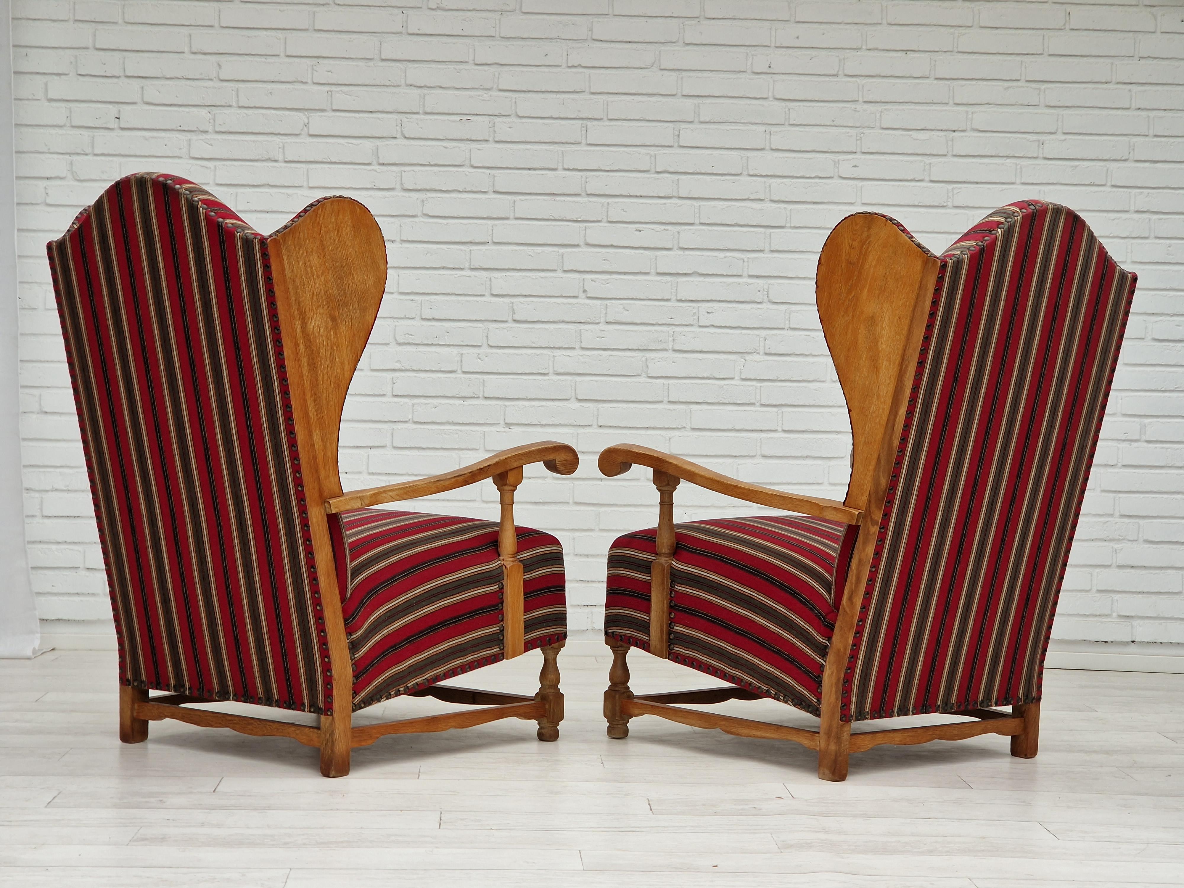 Wool 1960s, Vintage Danish, Pair of Relax Chair, Original Condition For Sale
