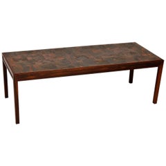 1960s Vintage Danish Rosewood and Copper Coffee Table