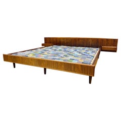 1960s Vintage Danish Rosewood Bed Frame with Nightstands