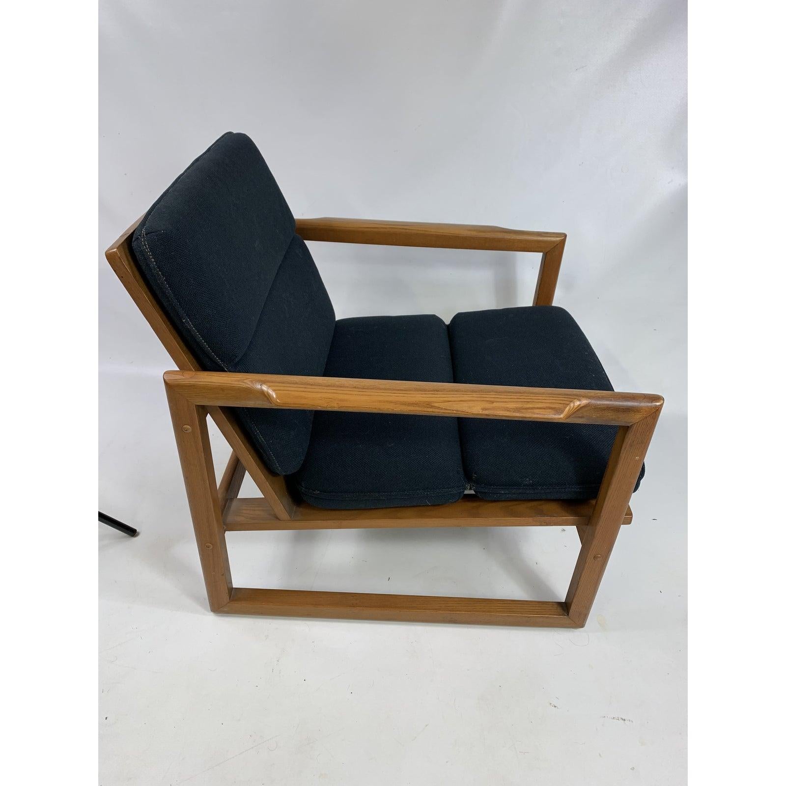 Mid-Century Modern 1960s Vintage Danish Walnut Cube Lounge Chair