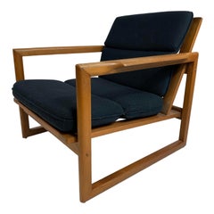 1960s Vintage Danish Walnut Cube Lounge Chair