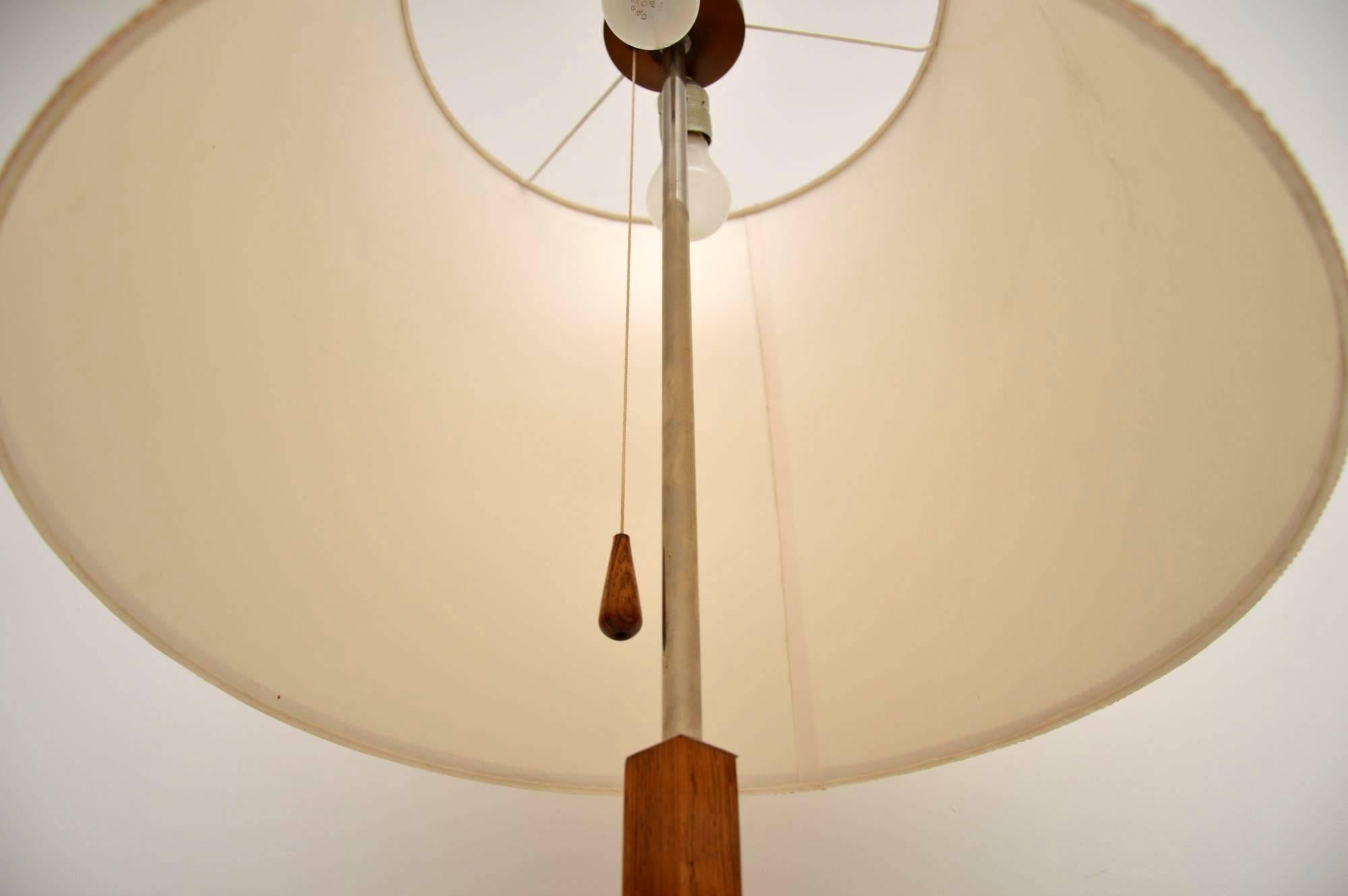 Mid-Century Modern 1960s Vintage Danish Wood and Chrome Lamp