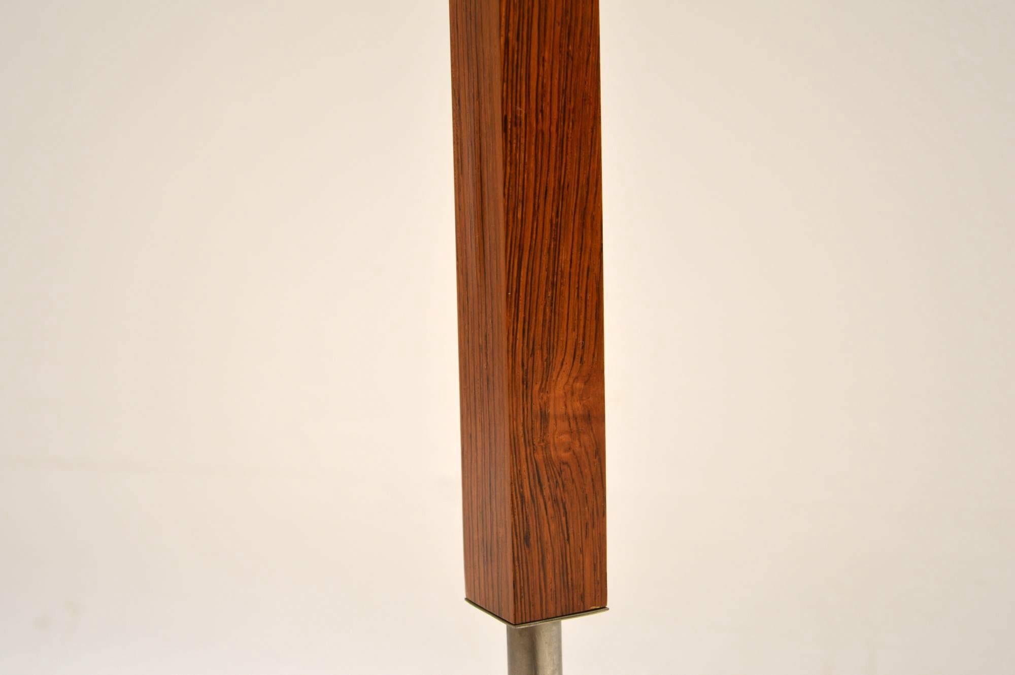 1960s Vintage Danish Wood and Chrome Lamp 3