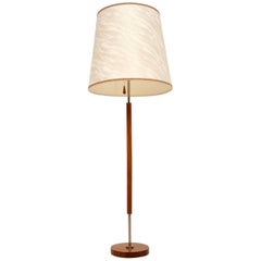 1960s Vintage Danish Wood and Chrome Lamp