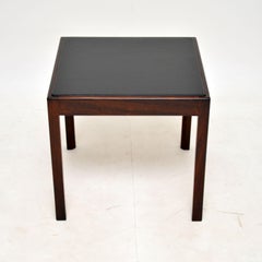 1960''s Vintage Danish Wood & Leather Coffee / Side Table