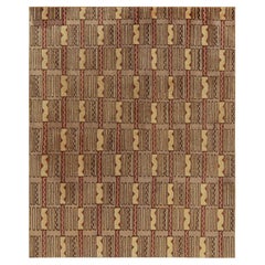 Vintage-Deko-Teppich aus den 1960er Jahren mit geometrischem Muster in Beige-Braun und Rot von Teppich & Kelim