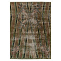 Vintage-Deko-Teppich aus den 1960er Jahren in Grün mit mehrfarbigen geometrischen Mustern von Teppich & Kelim