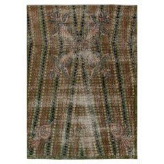 1960s Vintage Deco Rug in Green, Multicolor Geometric Patterns by Rug & Kilim