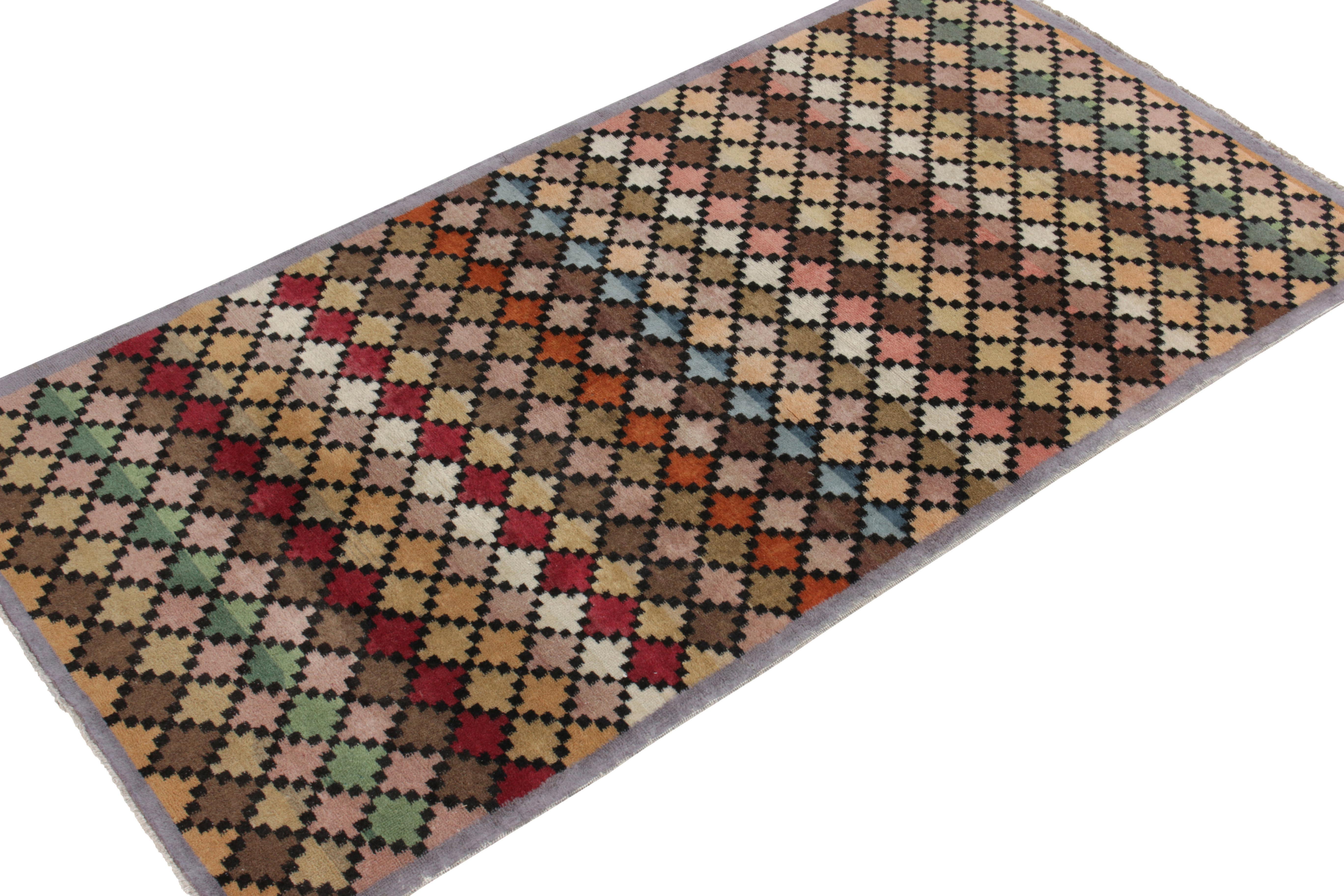 Art Deco 1960s Vintage Deco Rug in Multicolor Geometric Pattern by Rug & Kilim For Sale