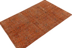 1960s Vintage Deco Rug in Orange, Black, Green Geometric Pattern by Rug & Kilim
