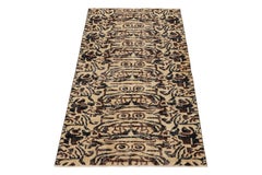1960s Vintage Deco Runner in Beige-Brown Black Geometric Patterns by Rug & Kilim