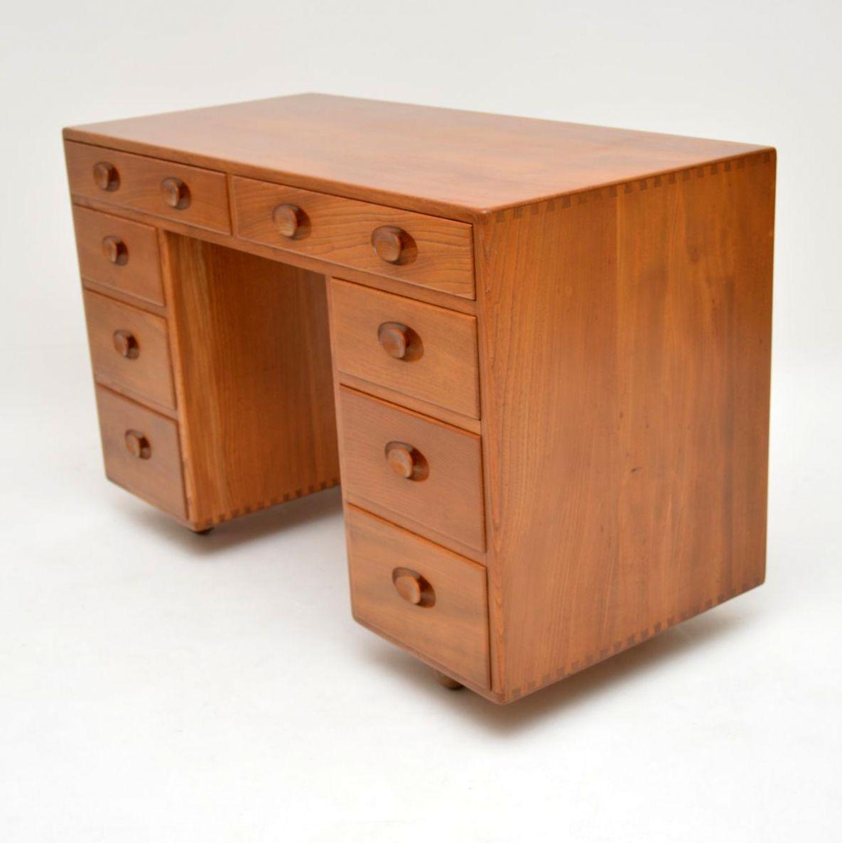 1960s Vintage Desk by Ercol in Solid Elm 3