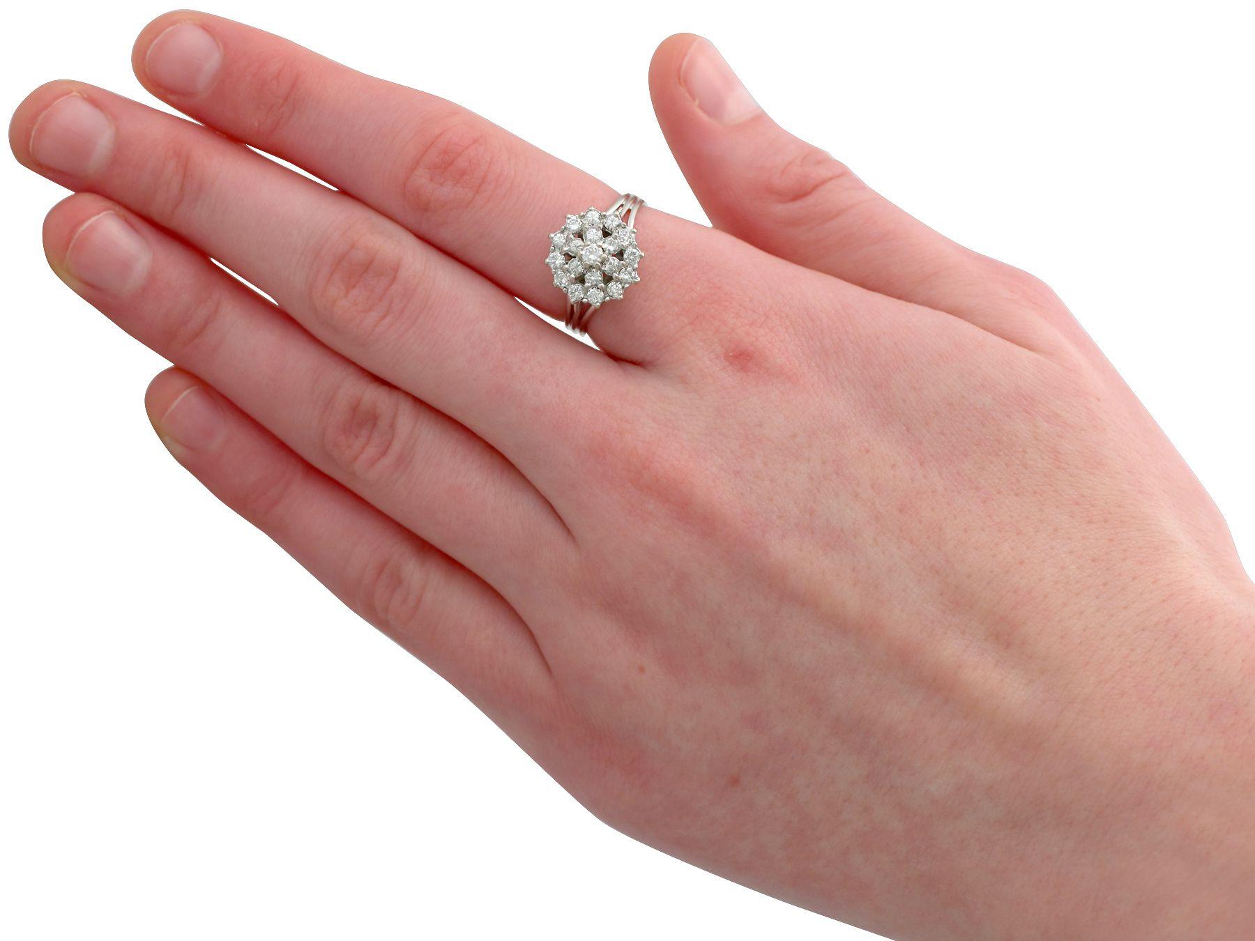 Round Cut Vintage 1960s Diamond and White Gold Cluster Ring For Sale