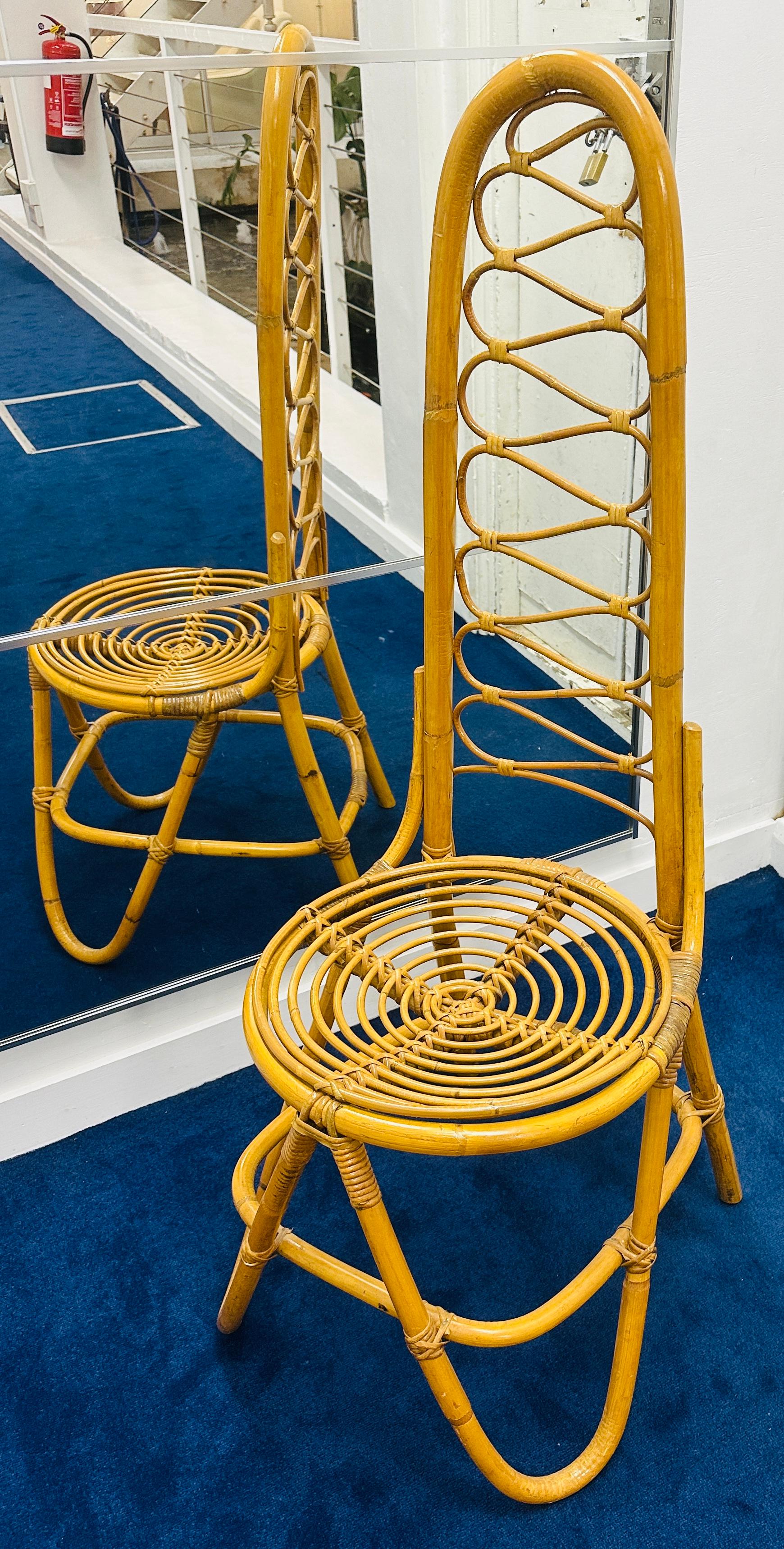 1960s Vintage Dirk Van Sliedrecht Rattan Bamboo Chairs for Rohe Noordwolde For Sale 8