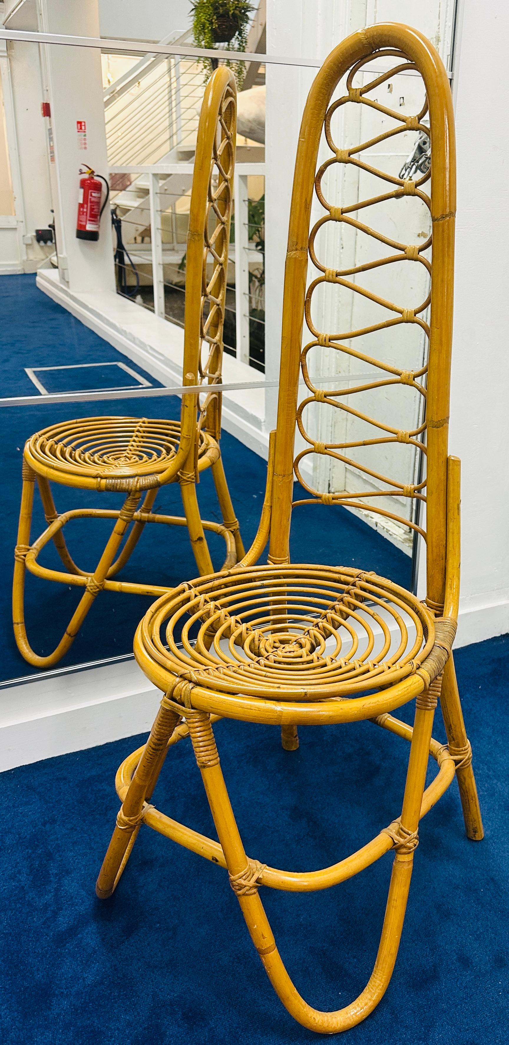 1960s Vintage Dirk Van Sliedrecht Rattan Bamboo Chairs for Rohe Noordwolde For Sale 9