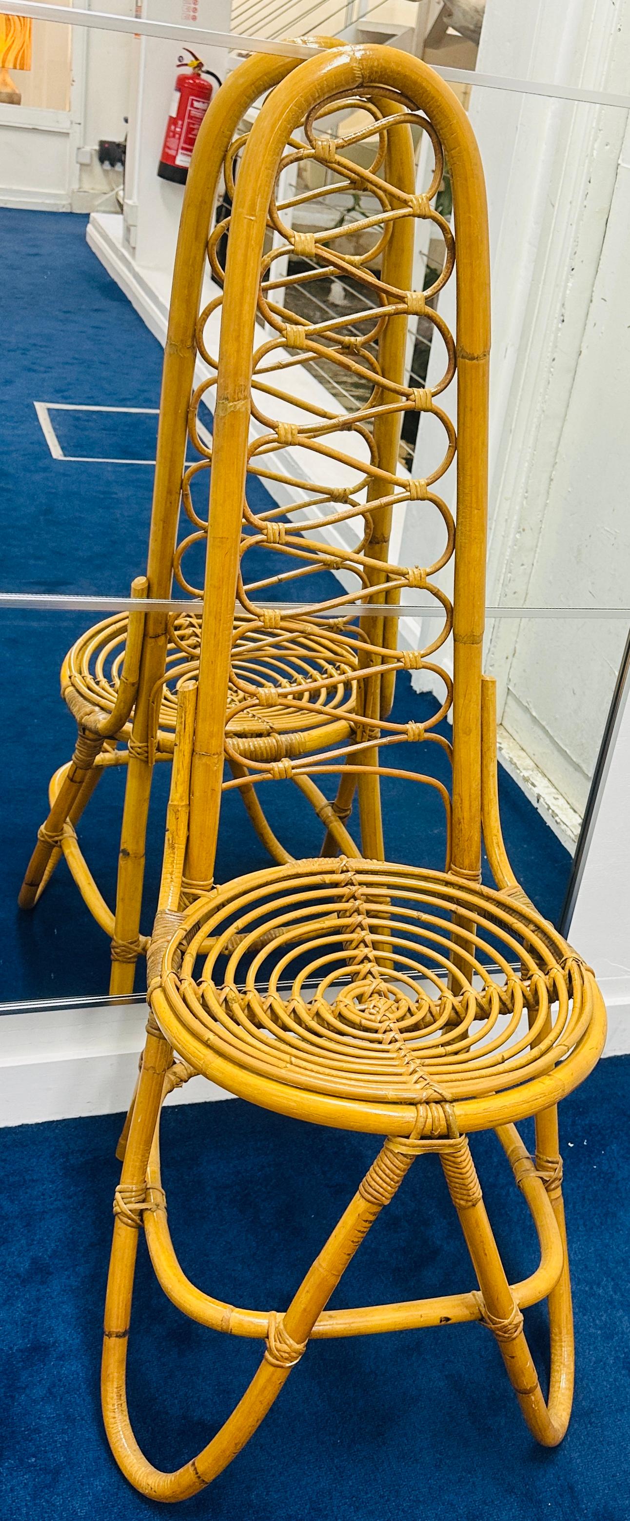 1960s Vintage Dirk Van Sliedrecht Rattan Bamboo Chairs for Rohe Noordwolde For Sale 10