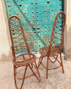 1960s Vintage Dirk Van Sliedrecht Rattan Bamboo Chairs for Rohe Noordwolde