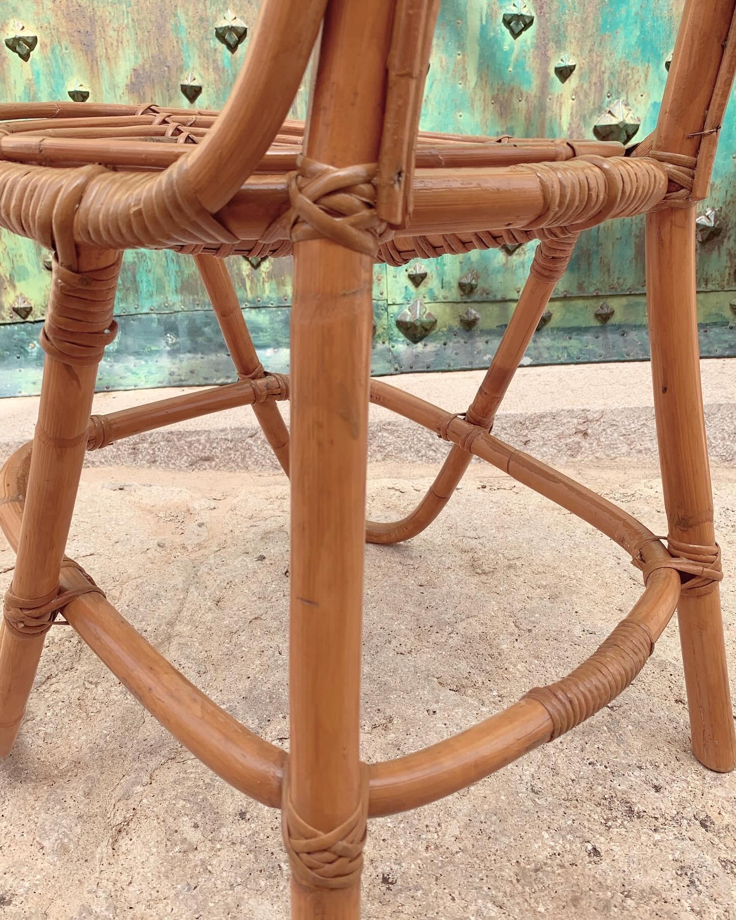 20th Century 1960s Vintage Dirk Van Sliedrecht Rattan Bamboo Chairs for Rohe Noordwolde For Sale