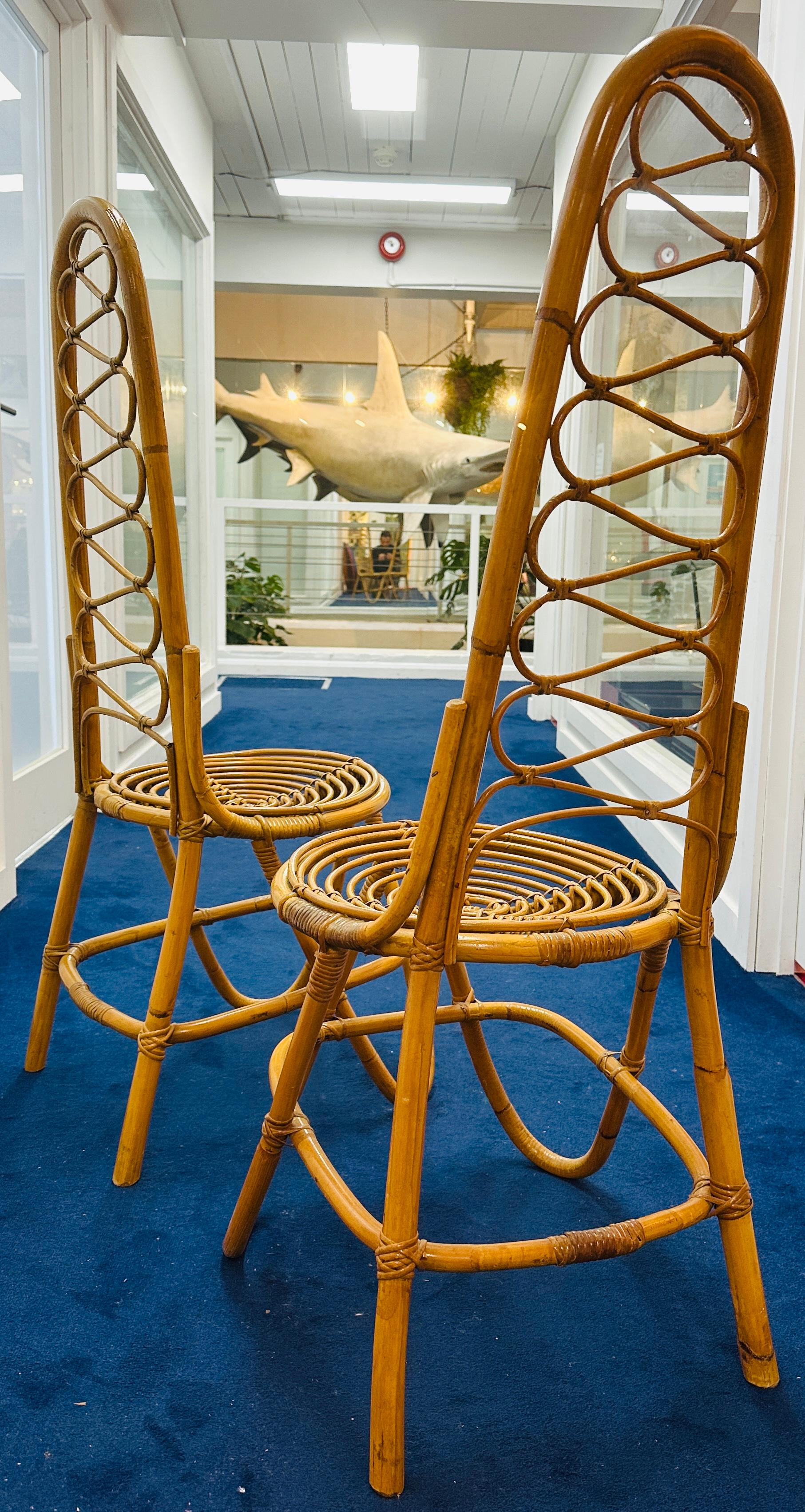 1960s Vintage Dirk Van Sliedrecht Rattan Bamboo Chairs for Rohe Noordwolde For Sale 2