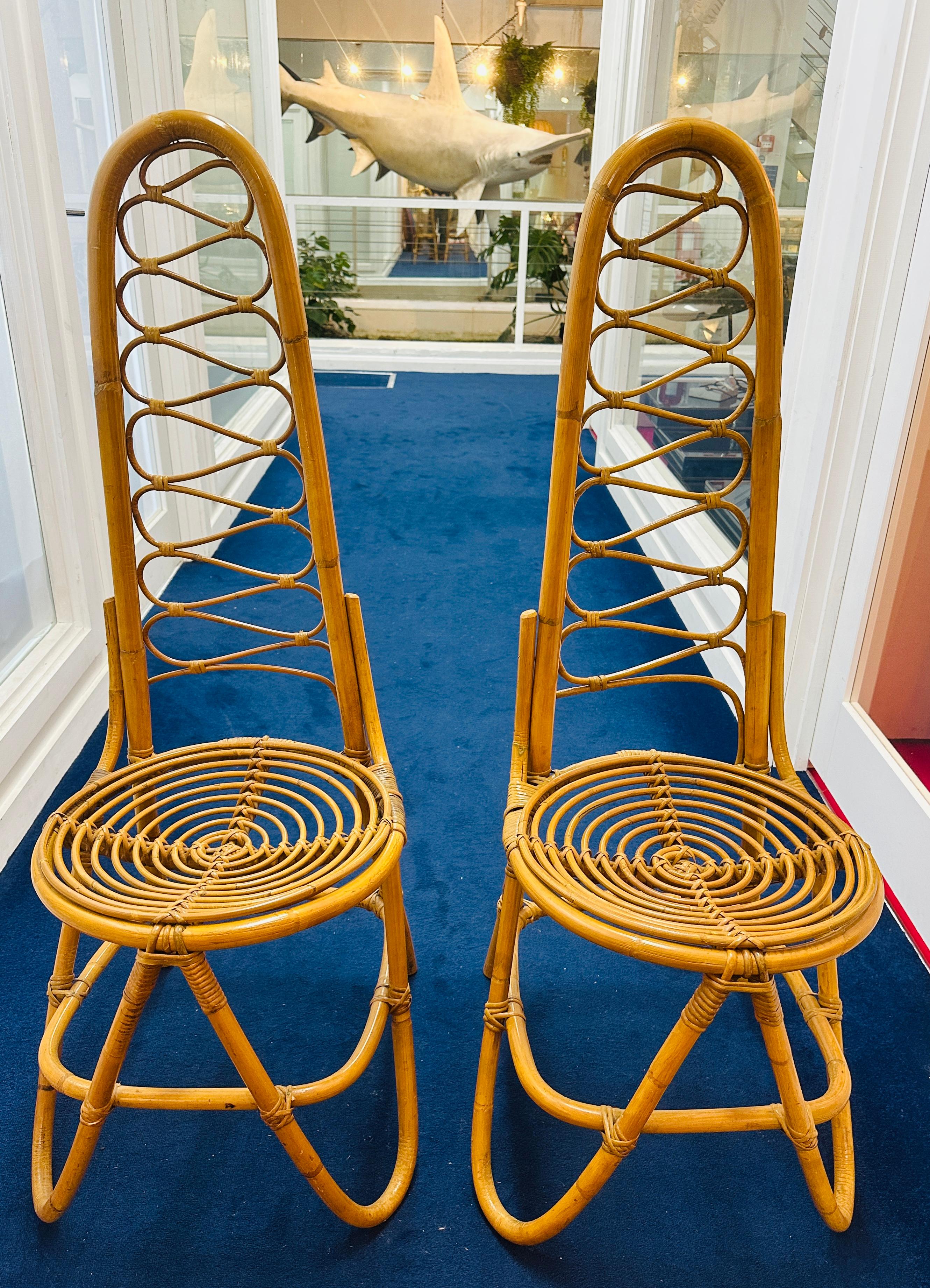 1960s Vintage Dirk Van Sliedrecht Rattan Bamboo Chairs for Rohe Noordwolde For Sale 3
