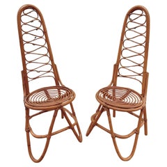 1960s Vintage Dirk Van Sliedrecht Rattan Bamboo Chairs for Rohe Noordwolde