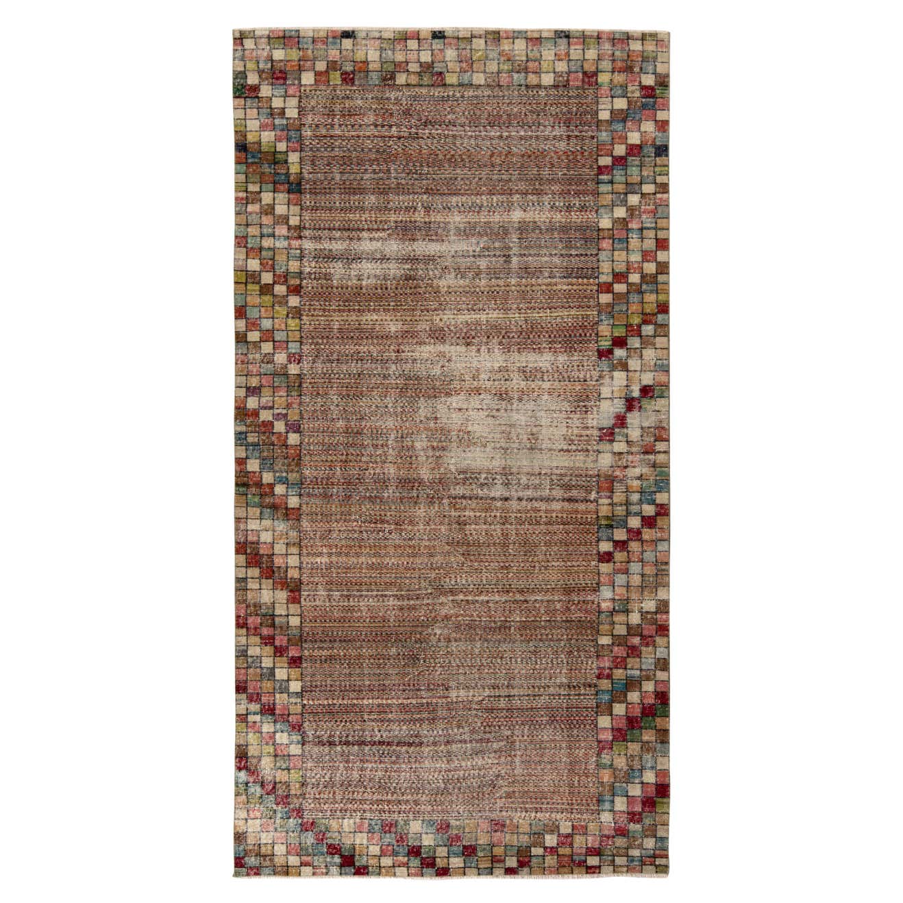 1960s Vintage Art Deco Rug, Multicolor Geometric Pattern by Rug and ...