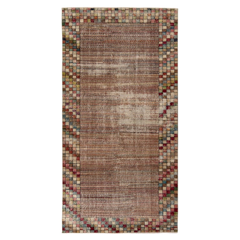 1960s Vintage Art Deco Rug, Multicolor Geometric Pattern by Rug and ...