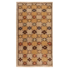 Alfombra Deco Vintage de los años 60 con diseño geométrico beige-marrón by Rug & Kili