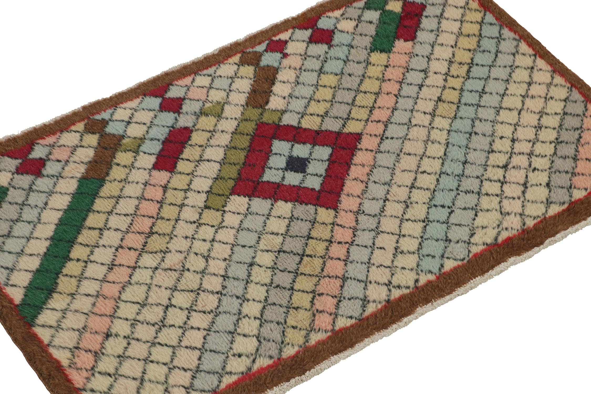 A vintage 2x4 mid-century runner from the Mid-Century Pasha Collection by Rug & Kilim—commemorating the works of acclaimed multi-disciplinary Turkish artist, Zeki Müren. 

On the design: The piece embodies, if not exemplifies, the innovative style