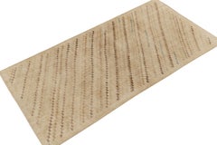 1960s Vintage Distressed Rug in Beige-Brown Geometric Pattern by Rug & Kilim