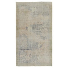 1960er Jahre Vintage Distressed Teppich in Blau, Grün und Beige mit abstrakten Mustern