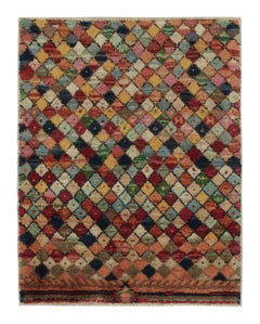 Vintage-Teppich im Used-Stil aus den 1960er Jahren mit mehrfarbigen Diamantmustern von Teppich & Kelim