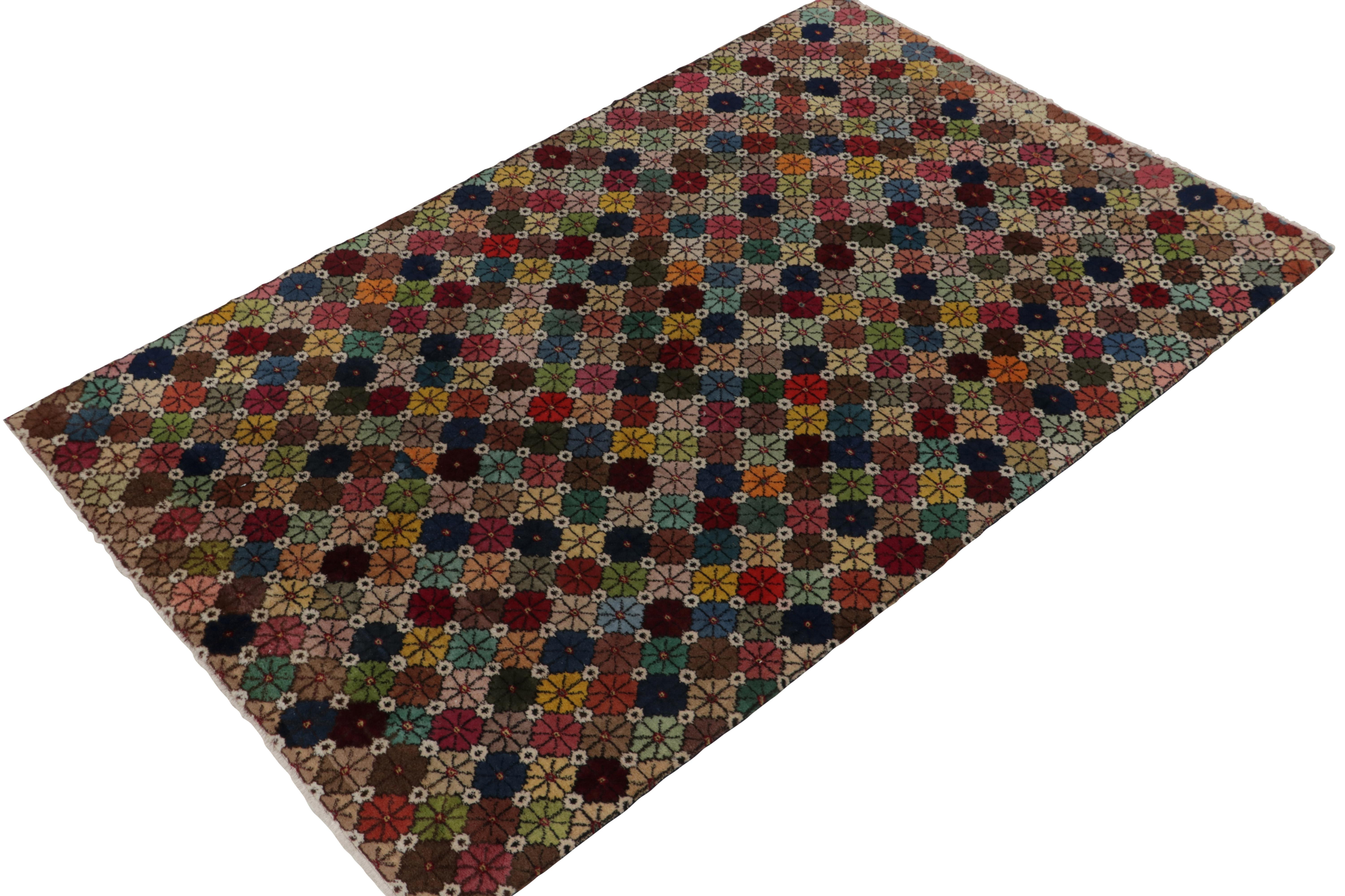 Hand-knotted in wool circa 1960-1970, this vintage 6x9 mid-century rug joins from the mid-century Pasha Collection by Rug & Kilim. This curation celebrates the rare works believed to hail from multi-disciplinary Turkish icon, Zeki Müren. 

On the
