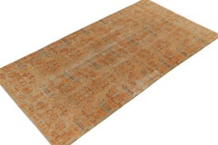 1960s Vintage Distressed Rug in Orange, Brown Abstract Patterns by Rug & Kilim