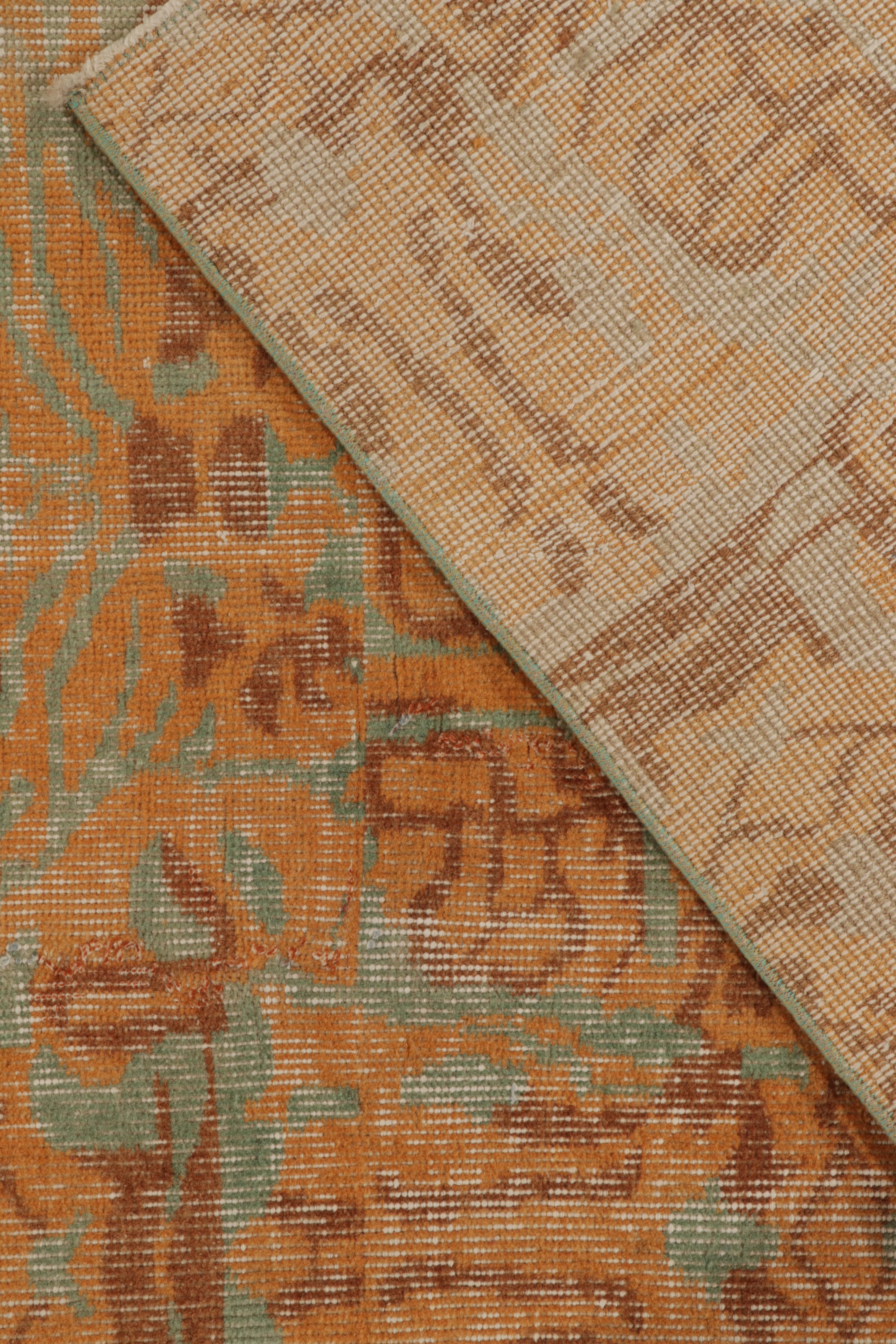 Wool 1960s Vintage Distressed Rug in Orange, Brown Abstract Patterns by Rug & Kilim For Sale