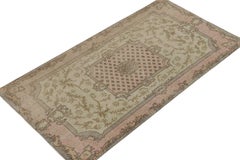 1960s Vintage Distressed Rug in Pink and Beige Floral Pattern by Rug & Kilim