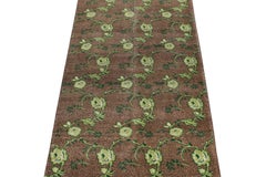 1960s Vintage Distressed Rug in Red, Blue, Beige Floral Pattern by Rug & Kilim
