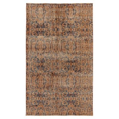 1960s Vintage style Rug in Orange Brown Blue and Abstract Pattern by Rug & Kilim
