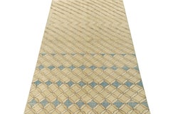1960s Vintage Zeki Muren Rug in Beige-Brown, Blue Trellis Pattern by Rug & Kilim