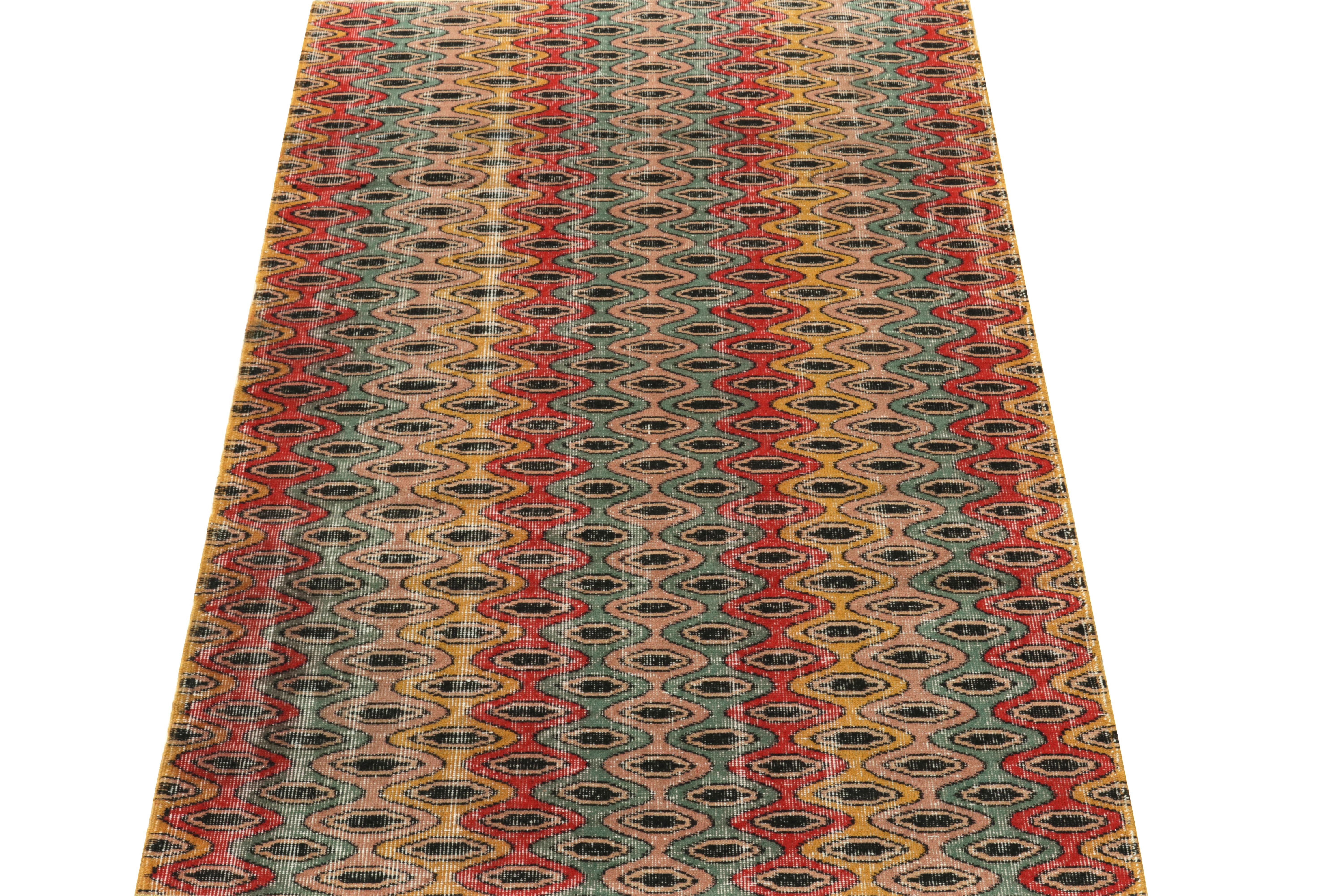 Hand-knotted in Turkey originating between 1960-1970, this vintage 4x7 Mid-Century Modern rug is the latest to join our Midcentury Pasha collection, celebrating Turkish icon and multidisciplinary designer Zeki Müren with Josh’s hand picked favorites