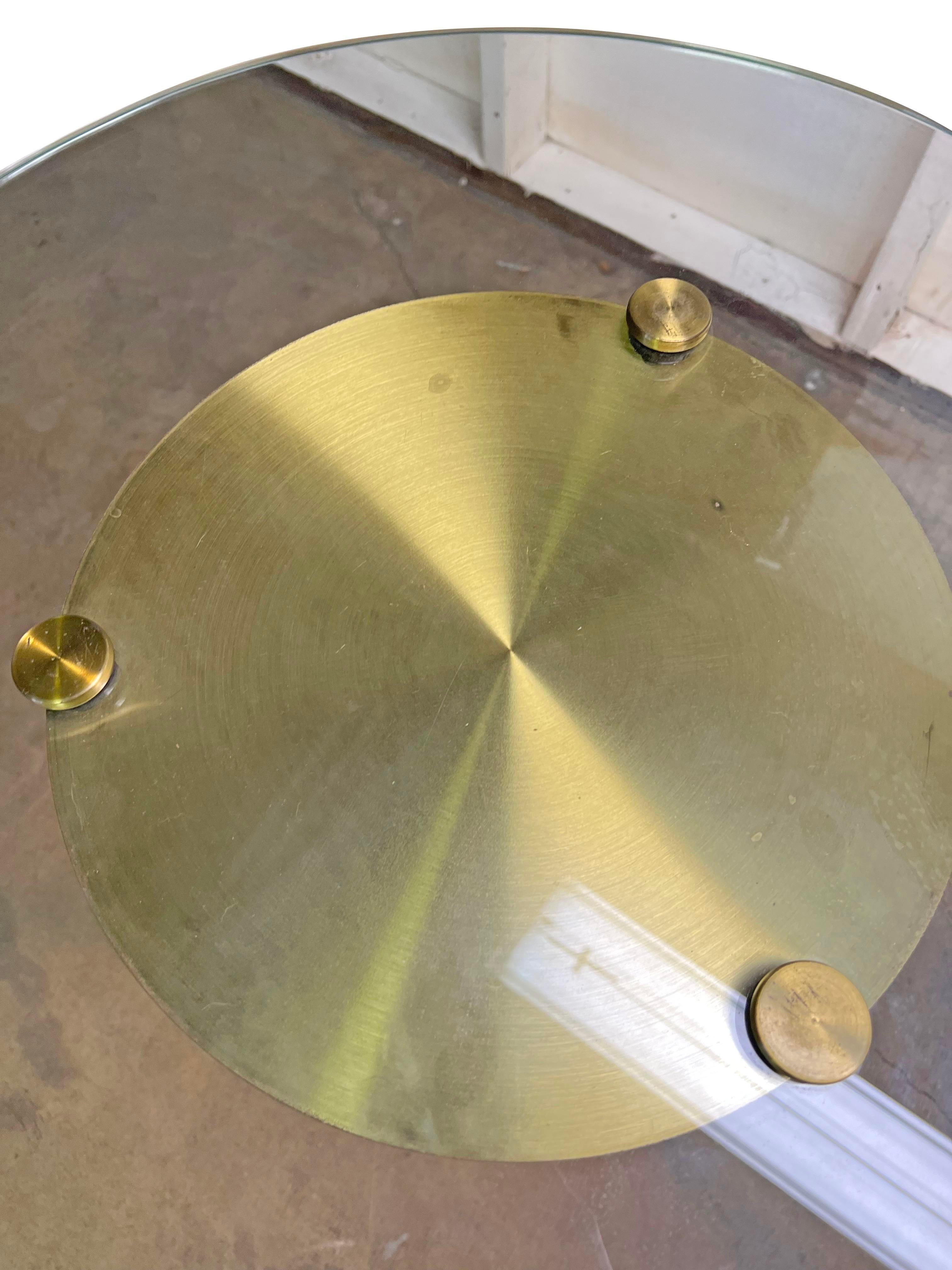 Mid-20th Century 1960s Vintage Dorothy Thorpe Iluminated Brass Side or Accent End Glass Table For Sale