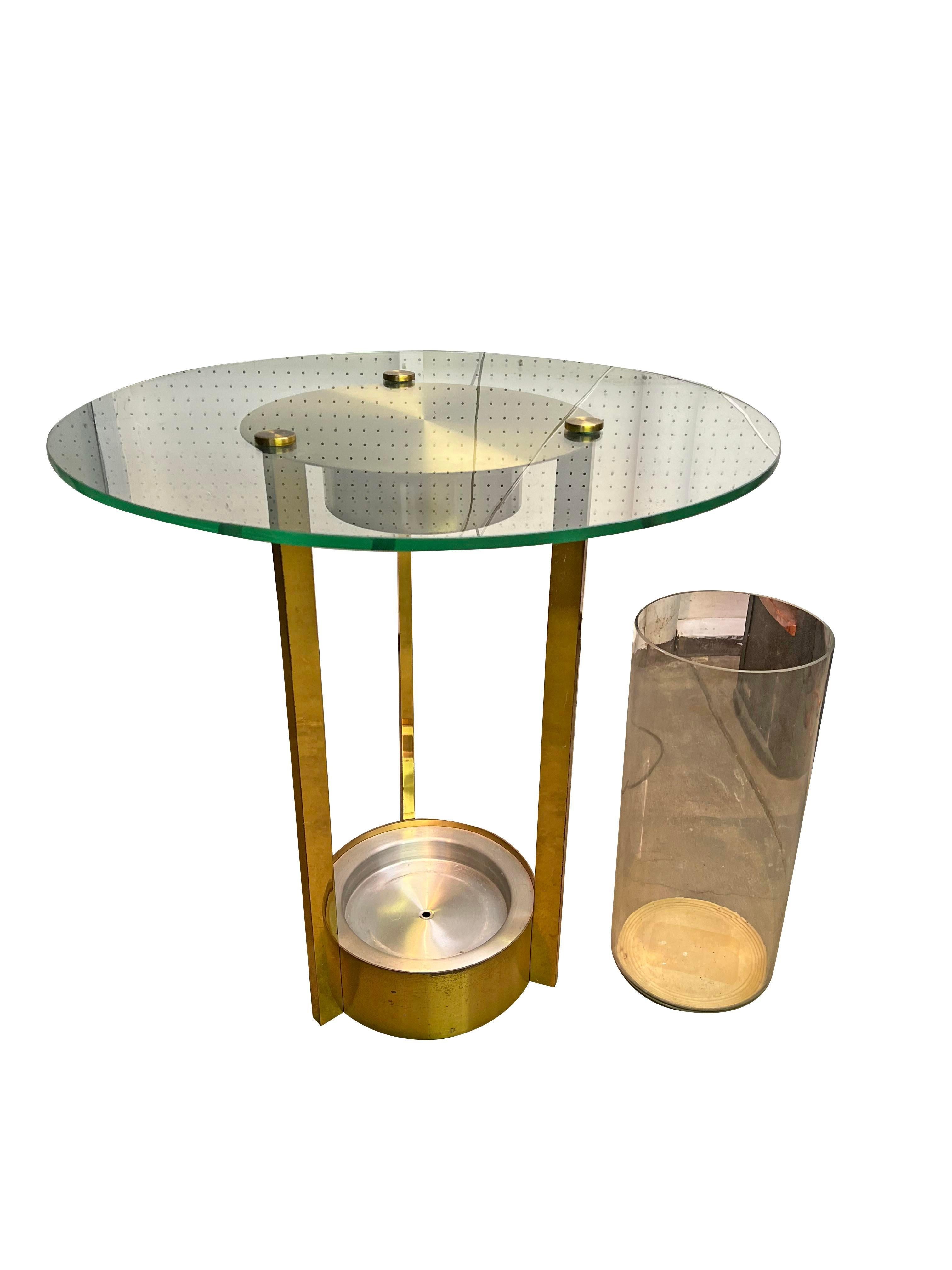 1960s Vintage Dorothy Thorpe Iluminated Brass Side or Accent End Glass Table For Sale 1