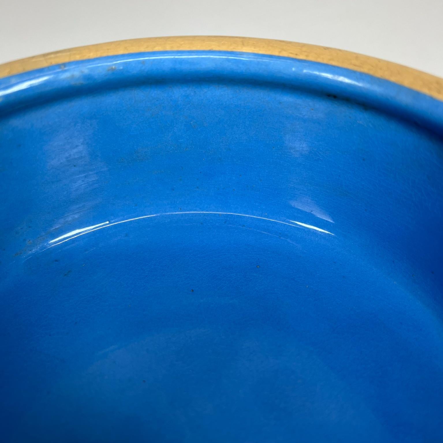 1960s Vintage Dreamy Blue Tan Ceramic Bowl made in England For Sale 1