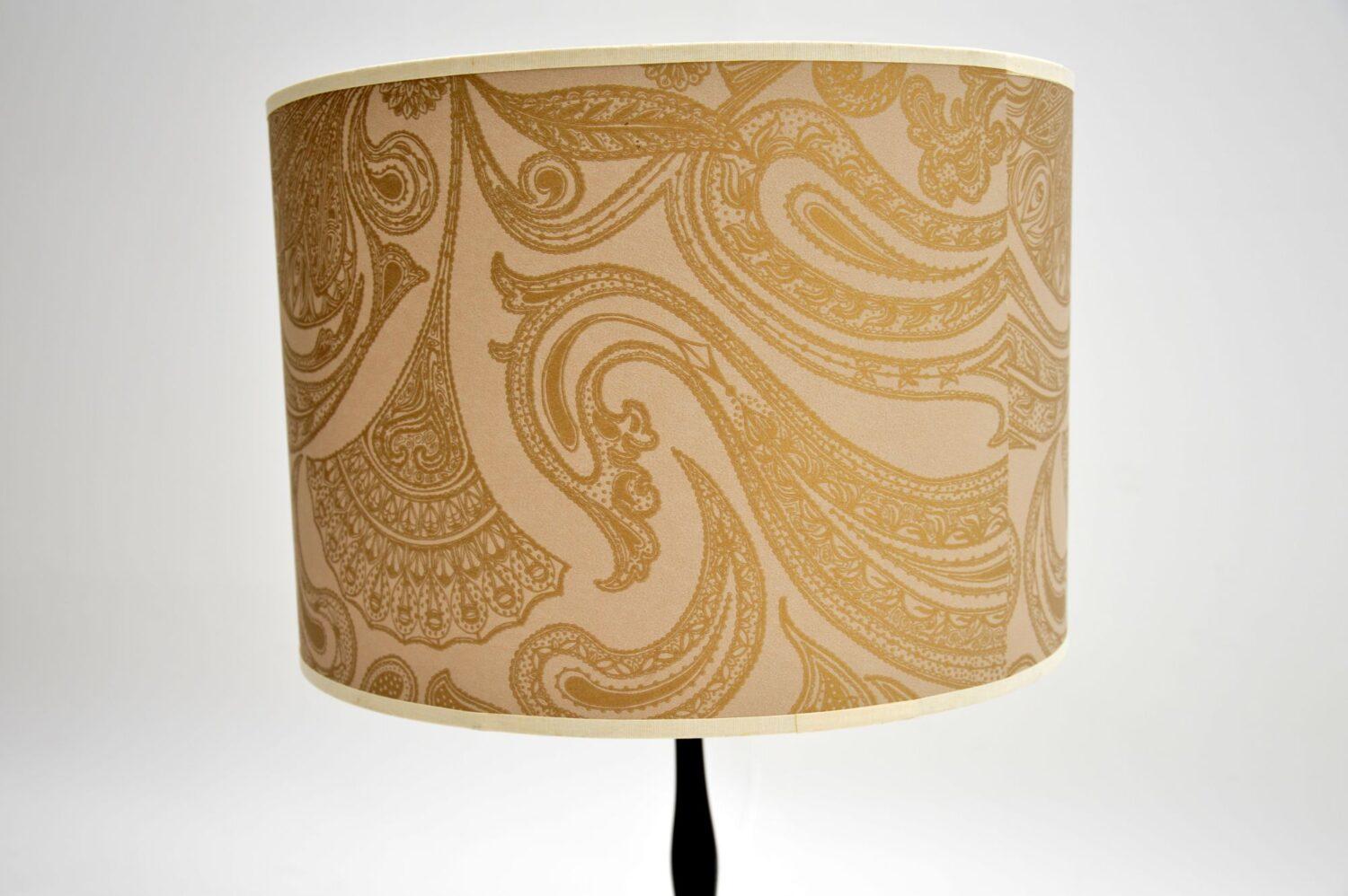 Mid-Century Modern 1960s Vintage Ebonized Wood and Brass Table Lamp