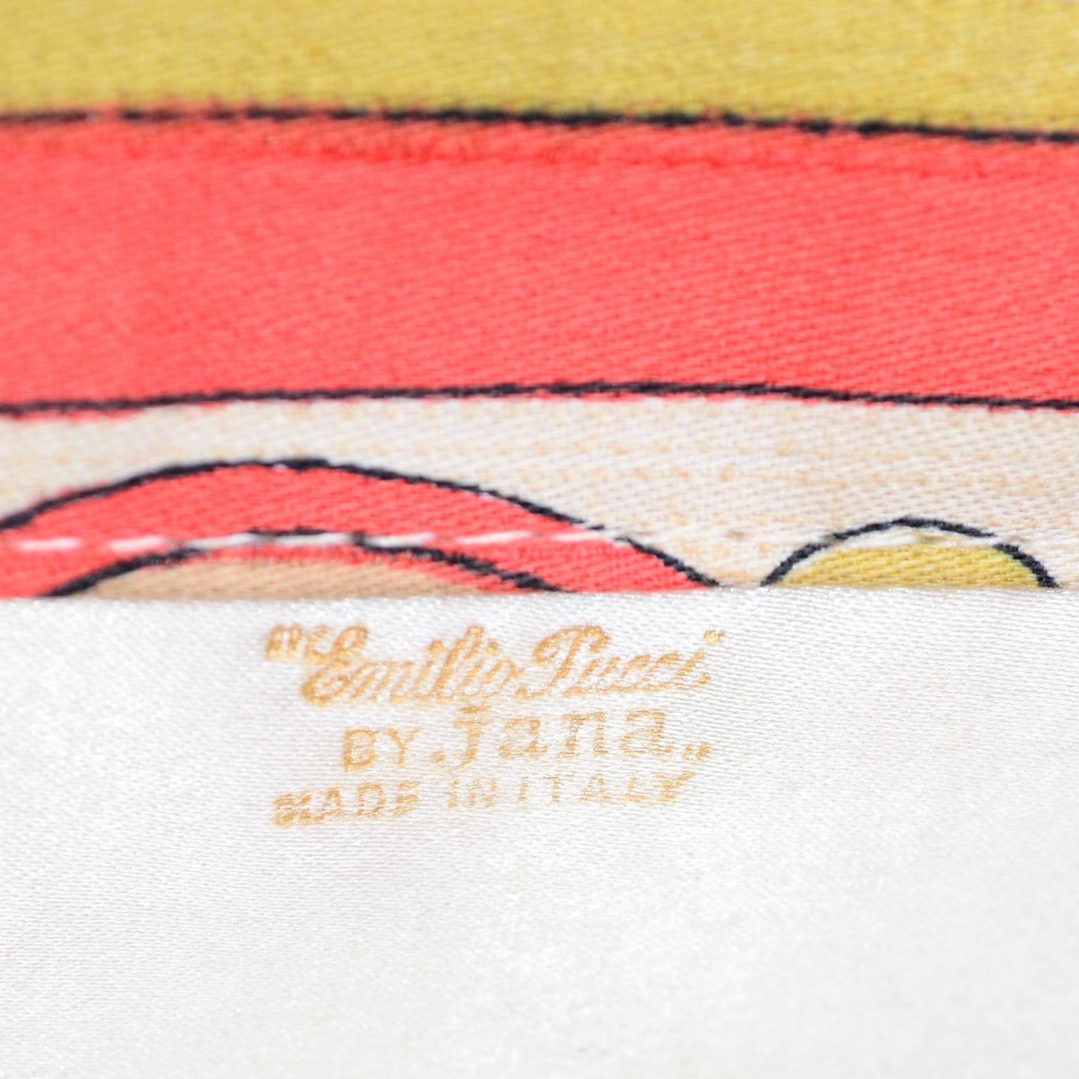 1960s Vintage Emilio Pucci by Jana Top Handle Print Raw Silk & Leather handbag For Sale 2